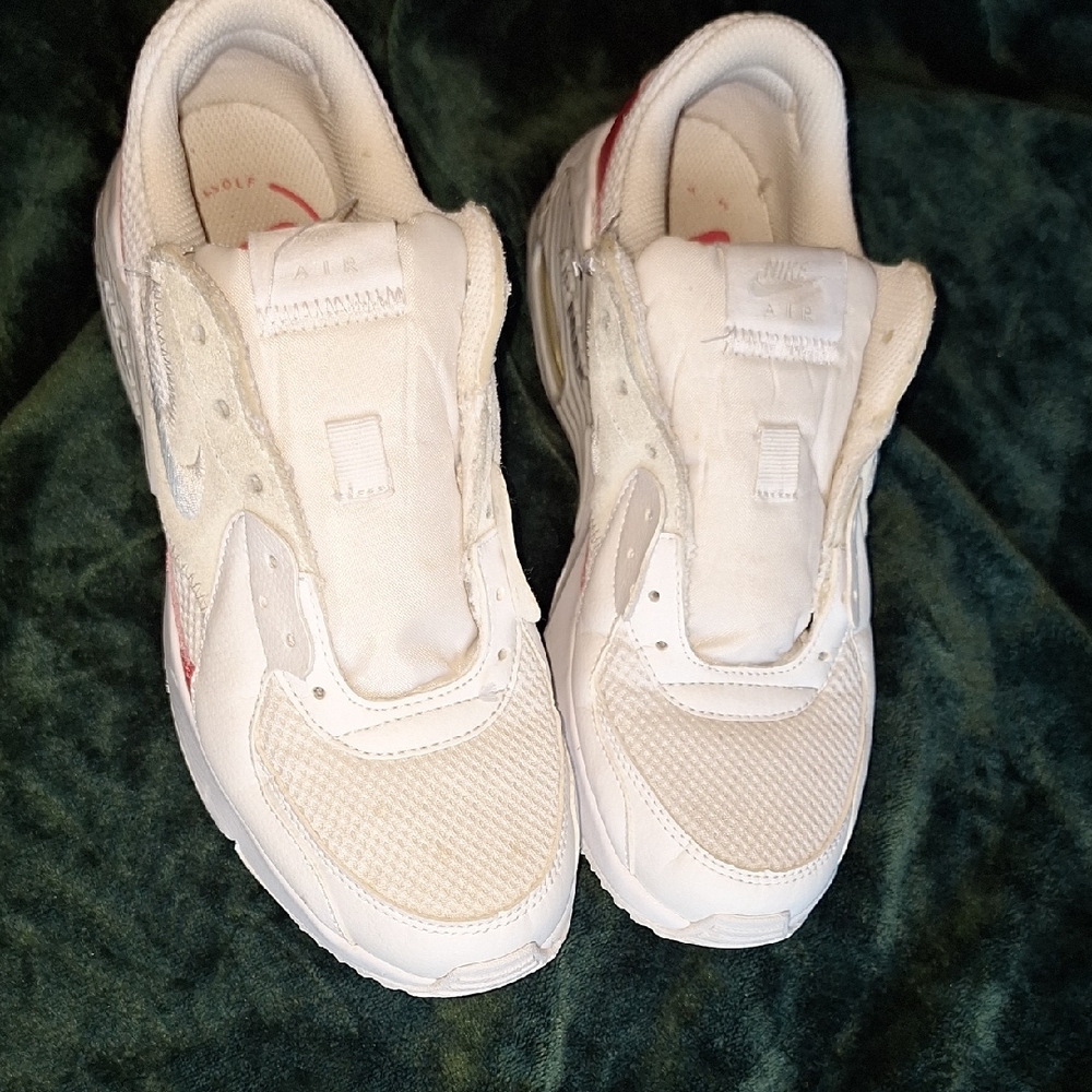 Nike Kids White and Red Mesh Sneakers